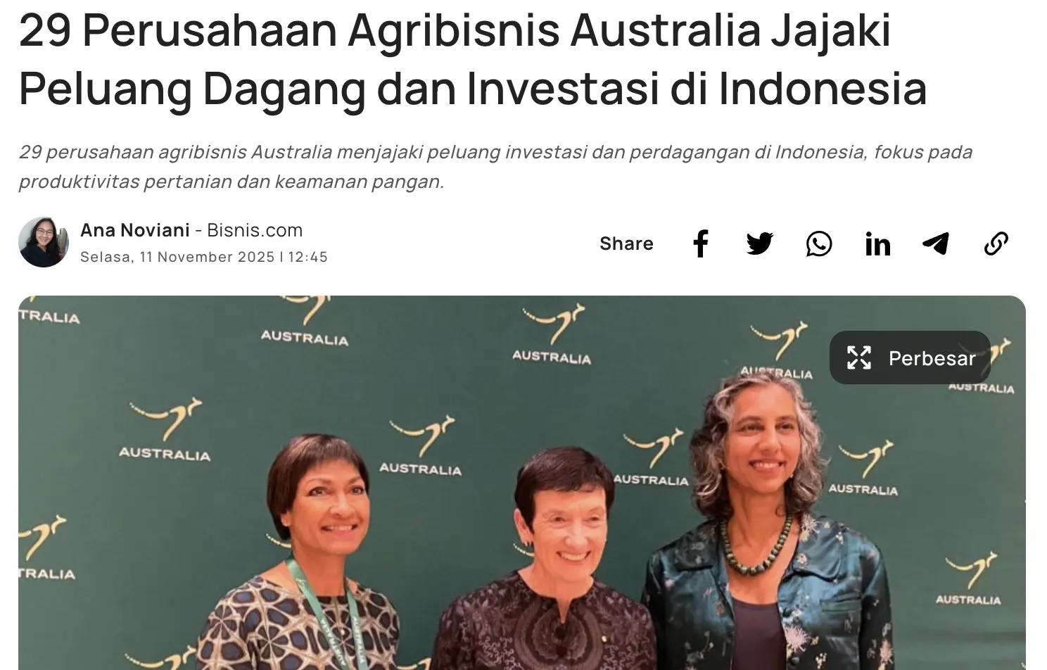 Pemberitaan Perusahaan Masuk Sektor Agribisnis